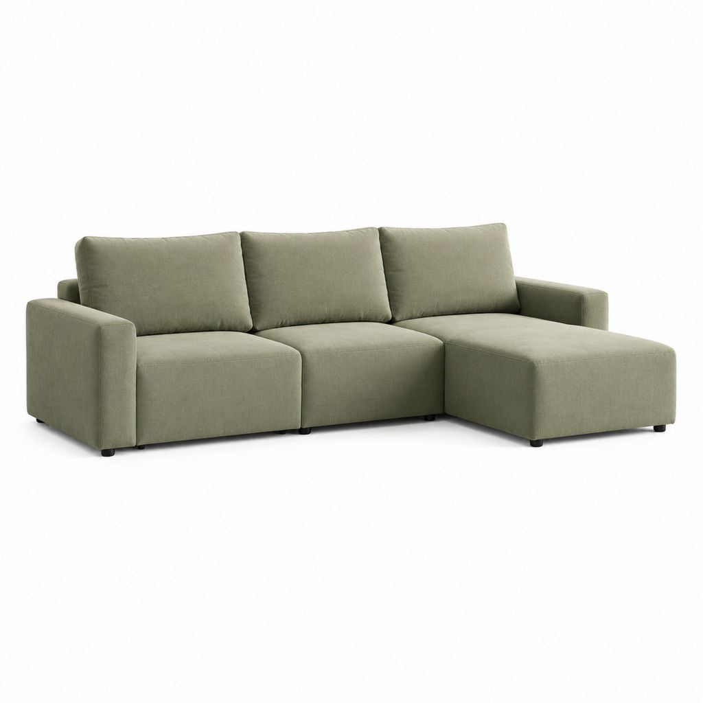 Modulares Ecksofa Olivgrün mit Polyesterbezug L-Form 250 x 160 x 85 cm