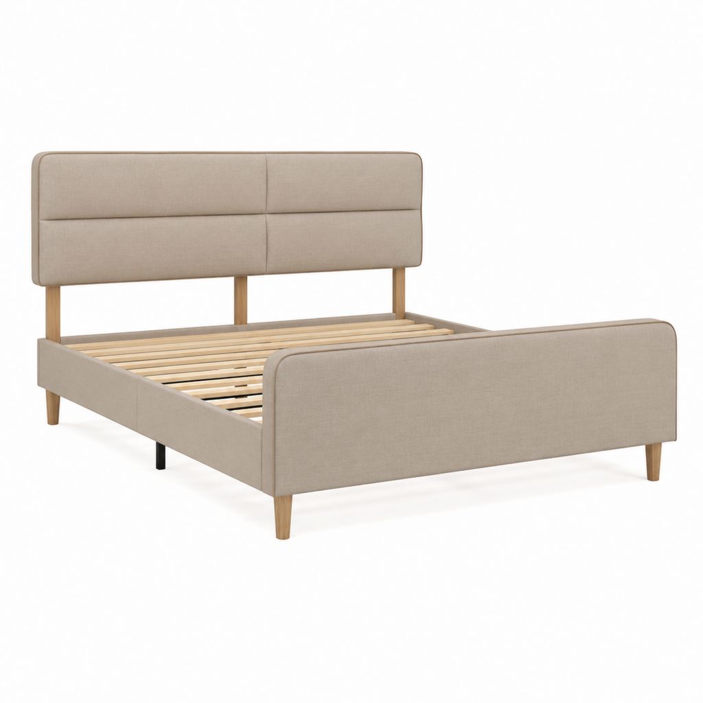 Polsterbett Doppelbett Beige Polyester Rechteckig mit Lattenrost 160 x 200 cm