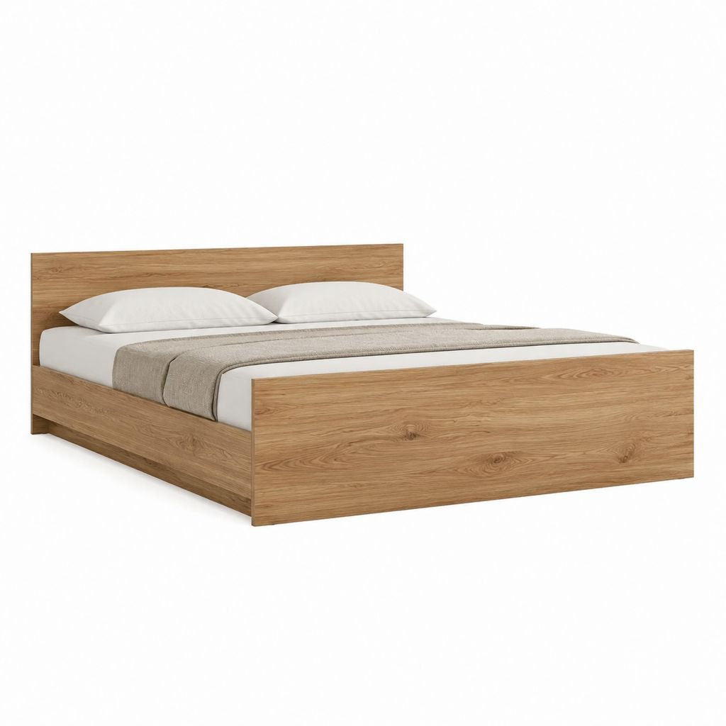 Doppelbett Bettgestell Eichenoptik Holzwerkstoff rechteckig 180 x 200 cm