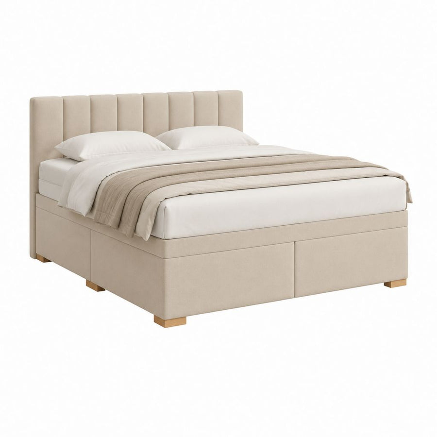 Polsterbett Doppelbett Beige aus Polyester Rechteckig 180 x 200 cm