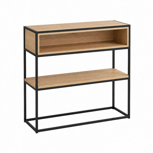 Konsolentisch mit Ablage Eichefarben Spanplatte Stahl Schwarz Rechteckig 100 x 30 x 80 cm