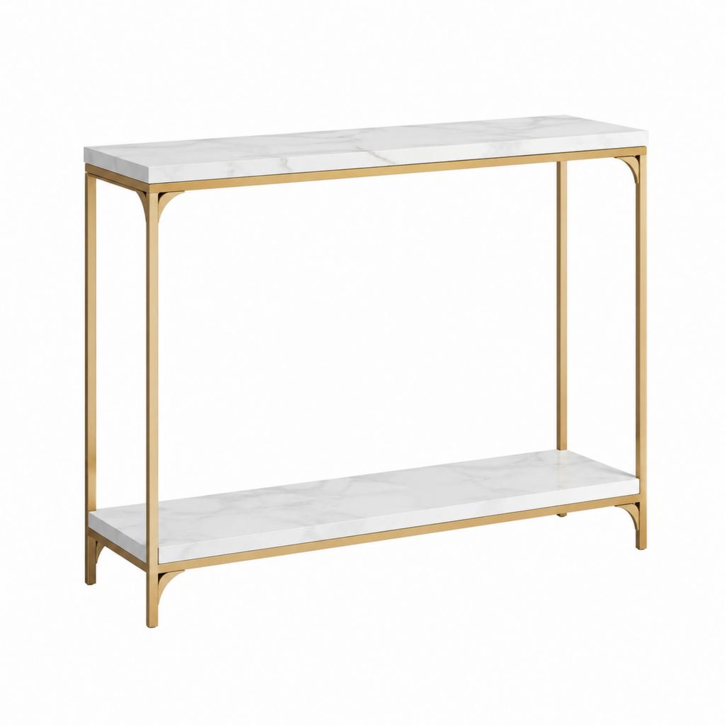 Konsolentisch Flurtisch Weiß Gold Stahl MDF rechteckig 120 x 35 x 80 cm