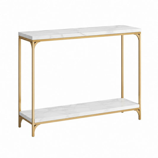 Konsolentisch Flurtisch Weiß Gold Stahl MDF rechteckig 120 x 35 x 80 cm