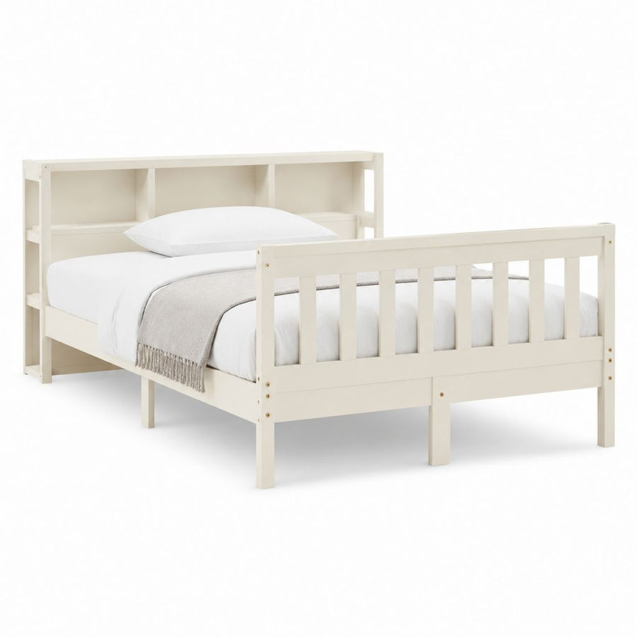 Einzelbett Bettgestell Weiß Kiefer Massivholz Rechteckig 90 x 200 cm 208 x 99 x 100 cm