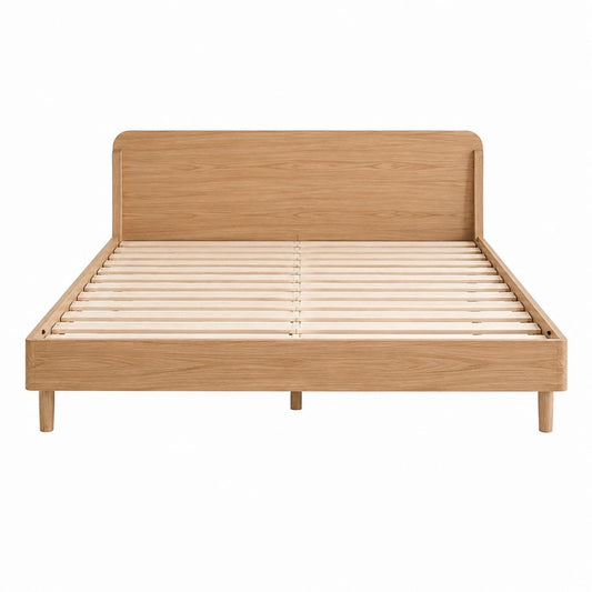 Doppelbett Bettgestell Natur Eichenholz Rechteckig mit Lattenrost 160 x 200 cm