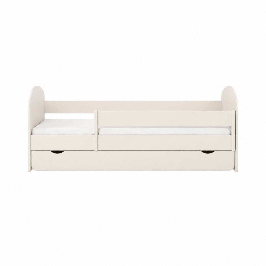Kinderbett mit Rausfallschutz und Schublade Creme MDF rechteckig 140 x 70 cm