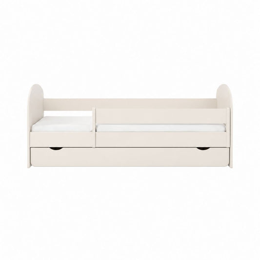 Kinderbett mit Rausfallschutz und Schublade Creme MDF rechteckig 140 x 70 cm