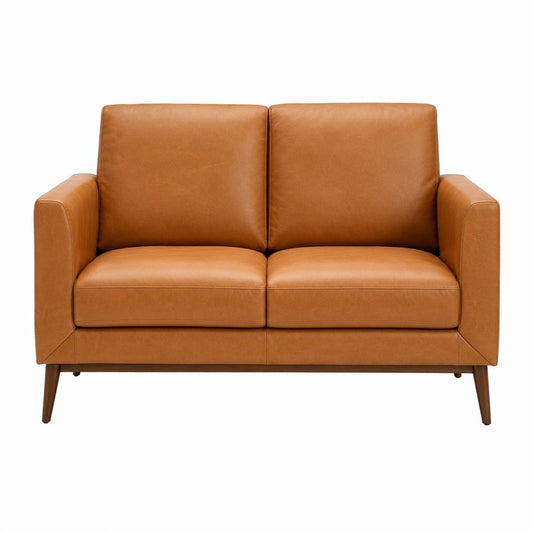 2-Sitzer Sofa Cognac PU-Kunstleder rechteckig 140 x 80 x 85 cm