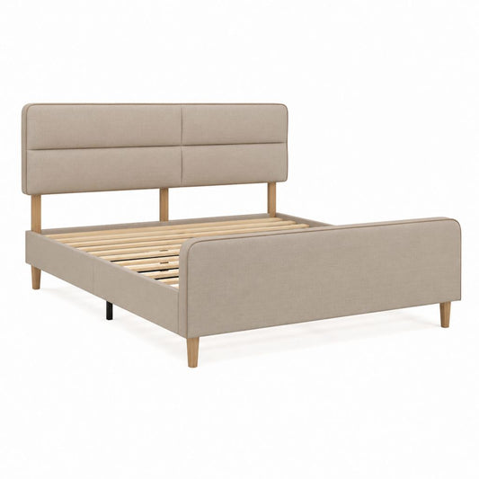 Polsterbett Doppelbett Beige Polyester Rechteckig mit Lattenrost 160 x 200 cm