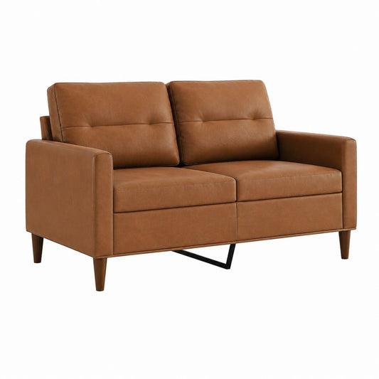 2-Sitzer Relaxsofa Cognac PU-Kunstleder Rechteckig 158 x 86 x 88 cm