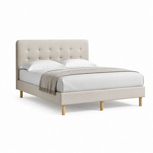 Polsterbett Doppelbett Beige Polyester Rechteckig 160 x 200 cm