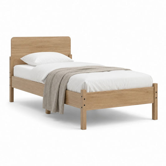 Einzelbett Bettgestell Eiche Massivholz rechteckig 90 x 200 cm