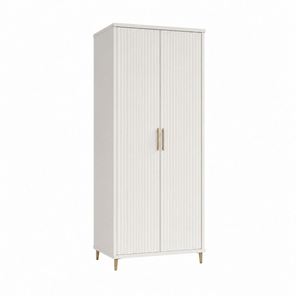 Kleiderschrank 2 Türen Weiß MDF Rechteckig 80 x 45 x 180 cm