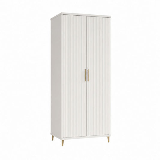 Kleiderschrank 2 Türen Weiß MDF Rechteckig 80 x 45 x 180 cm